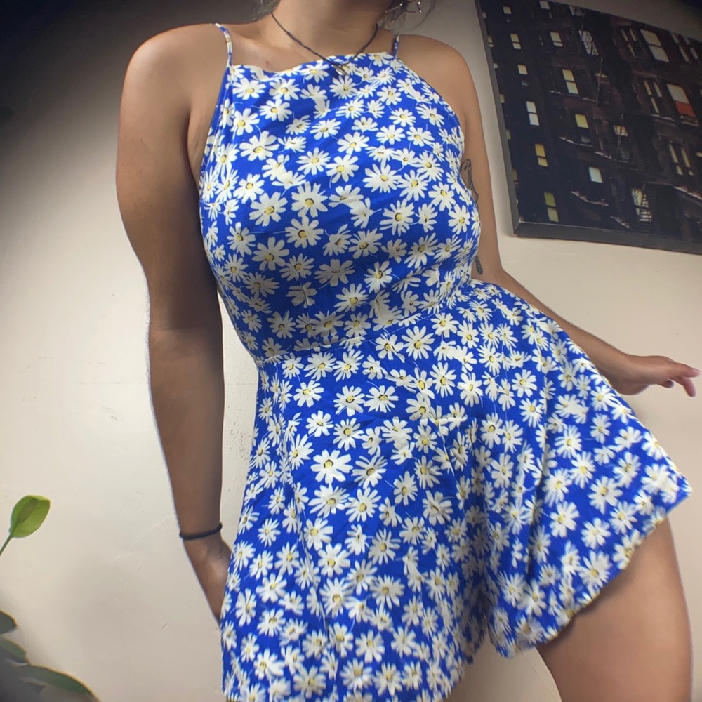 blue daisies romper
